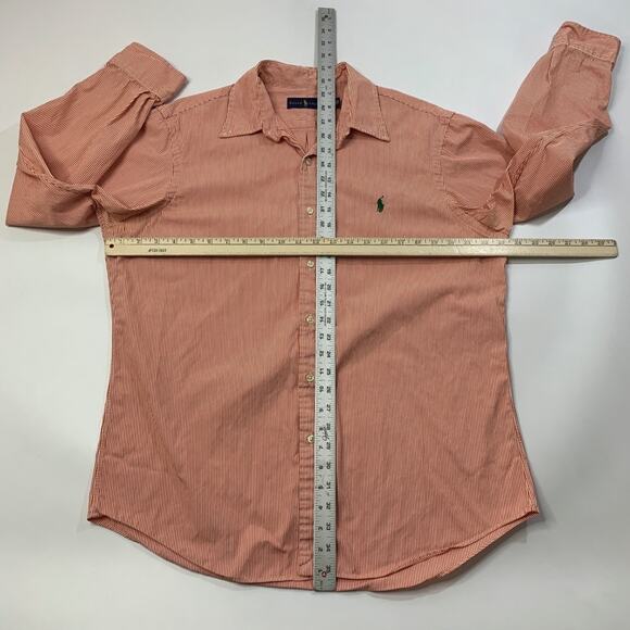 Ralph Lauren Shirt Mens L Large Tangerine White Striped Button Up Long Sleeve - Picture 7 of 11